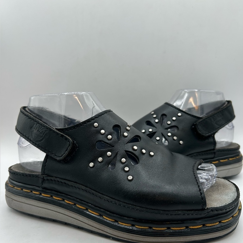 RARE Dr. Martens vintage deadstock black flower cutout Chunky Sandals England 7 - Picture 3 of 12